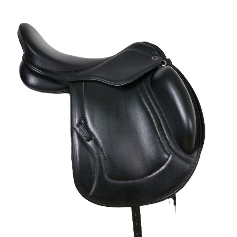 Chunky Monkey Galaxy Monoflap Dressage Saddle - 17" Extra-Wide Black TD148