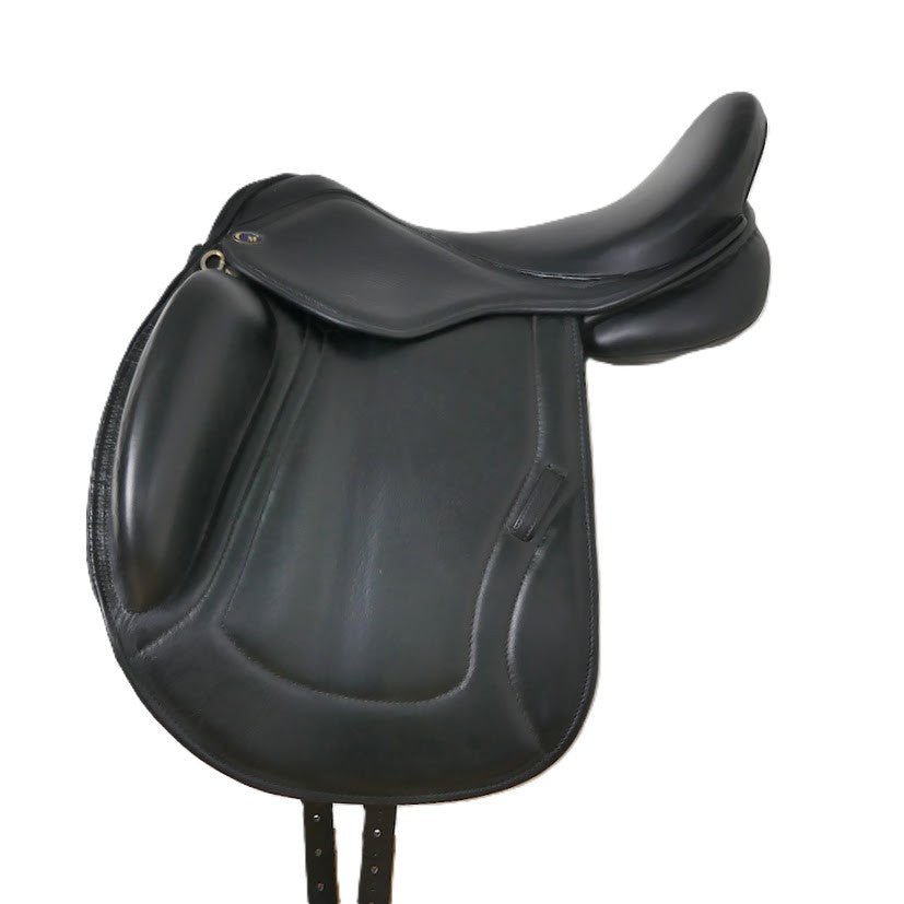 Chunky Monkey Galaxy Monoflap Dressage Saddle - 17" Extra-Wide Black TD148